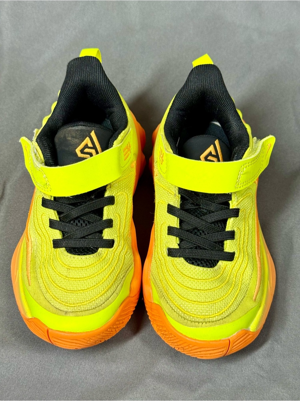 Nike Kids Neon Yellow and Orange Velcro Sneakers